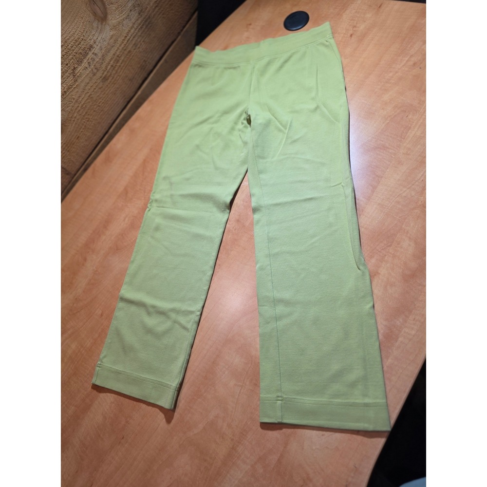 Amber Sun Womens Petite XS Lime Green Straight Leg Yoga Pants Cotton Spandex